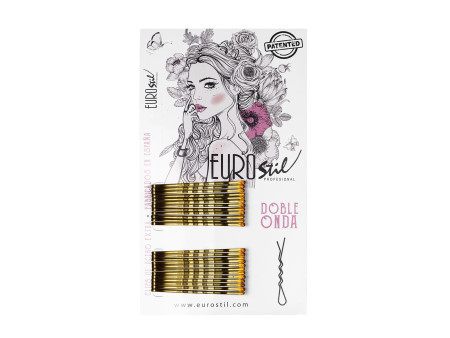 Eurostil Cabello Caja De Clips Doble Onda Bronze 24un