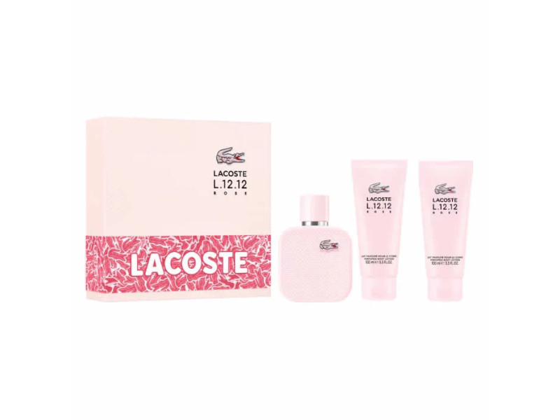 Lacoste L.12.12 Rose Eau De Parfum Vaporisateur 100ml Coffret 3 Produits