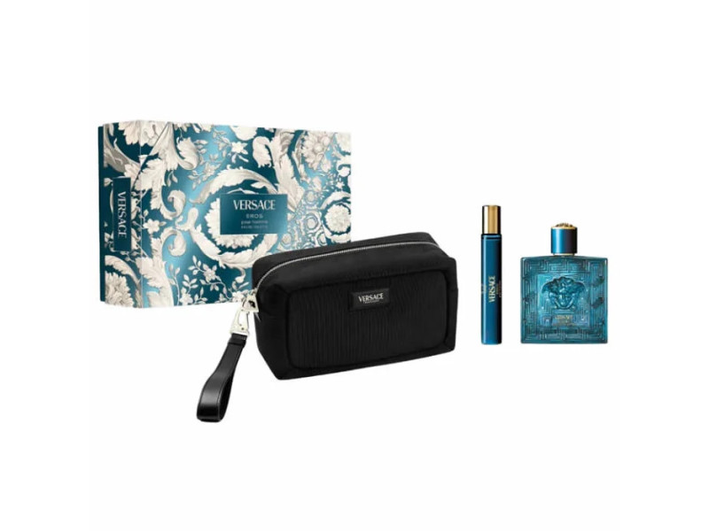 Versace Eros Pour Homme Eau De Toilette Vaporisateur 100ml Coffret 3 Produits
